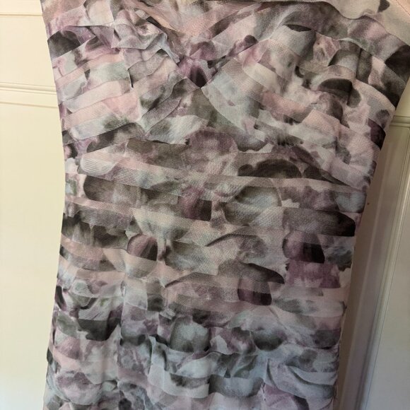 BCBG Ruffled Print Silk Gown - strapless formal gown - Picture 5 of 13